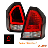 Clear Red 3D LED Bar Stripe Tail Lights for CHRYSLER 300C 300 Sedan Series 2 2009-2012