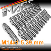 Chrome Mars Performance wheels M14 x 1.5 29mm ultra slim 7 spline Lock Bolts Set 20 pcs with Key