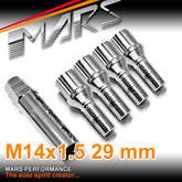 Chrome Mars Performance wheels M14 x 1.5 29mm ultra slim 7 spline Lock Bolts Set 4 pcs with Key