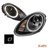Black DRL LED Projector Head Lights for Porsche Boxster & Cayman 987 2005-2008 Series 1