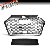 Silver Black Honeycomb RS3 Style Front Bumper Bar Grille Grill Bodykit for AUDI A3 S3 8V 2017-2019 Facelift