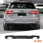 Gloss Black RS3 Style Rear Diffuser Bodykit for AUDI A3 8V Hatch update 2017-2020 S3 & S-Line bumper bar