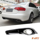 RS4 Style Rear Bumper bar Diffuser Bodykit & Exhaust Tips for AUDI A4 B8 2008-2011 Sedan