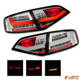 Crystal Clear 3D LED Stripe Tail Lights for AUDI A4 B8 4D Sedan 2008-2012 Replace Stock Non-LED Lights