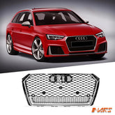 Chrome Black QUATTRO RS4 Style Front Bumper Bar Grille Grill Bodykit for AUDI A4 B9 2016-2019