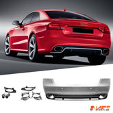 Fit 2 doors Coupe model RS5 Style Rear Bumper Bar Bodykit & Diffuser with exhaust Tips for AUDI A5 8T 2008-2016