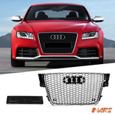 Chrome Black Honeycomb RS5 Style Front Bumper Bar Grille for AUDI A5 S5 8T 2008-2012