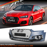 RS5 Style Front Bumper Bar Bodykit & Honeycomb Grille Grill for AUDI A5 S5 F5 2016-2020