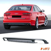 Twin Exhaust outlet Rear Bumper Bar Diffuser Bodykit for AUDI A6 S6 C7 S-line Sedan update 2015-2018