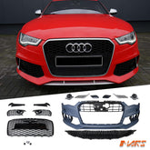 RS6 Style Front Bumper Bar Bodykit & Gloss Black Grille Grill for AUDI A6 S6 C7 2011-2014, Pre Update / Pre Facelift