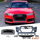 RS6 Style Front Bumper Bar Bodykit with Grill Grille for AUDI A6 S6 C7 2015-2017, Update Facelift
