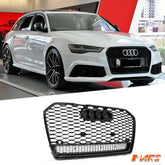 Gloss Black QUATTRO RS6 Style Front Bumper Bar Grille Grill Bodykit for AUDI A6 C7 2015-2017