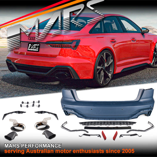 RS6 Style Rear Bumper Bar Bodykit with diffuser u0026 Exhaust Tips for AUDI A6  S6 C8 2019-2023 – Mars Performance