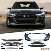 RS6 Style Front Bumper Bar Bodykit with Grille Grill for AUDI A6 C8 2019-2023