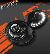 Black LED DRL Dual Beam Projector Head Lights for VolksWagen VW Beetle 2006-2011