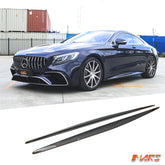 FloKraft Carbon Side Skirts Lip Spoiler Bodykit Covers for Mercedes-Benz S-Class C217 Coupe AMG Pack & S63 MY15-MY20