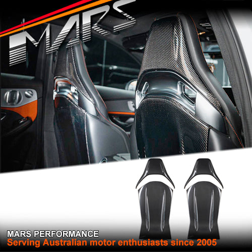 FloKraft Dry Carbon Fibre Back Seat Shell Covers for W205 C63 C43 W176 A45 W117 CLA45 X156 GLA45 W213 E63 AMG GT Mars Performance