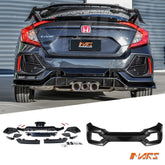 TYPE-R Style Rear Bumper bar Bodykit with exhaust tips for Honda Civic FC Sedan 2016-2021