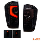Smoked Black MY21 Update style 3D Stripe Bar Full Tail Lights for Nissan NAVARA UTE NP300 D23 2015-2024