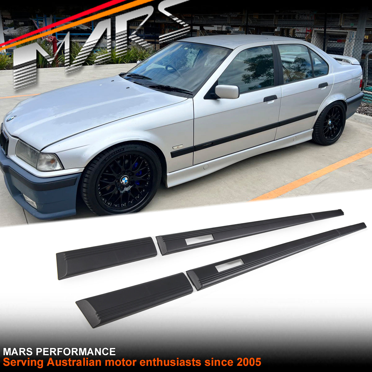 Door Guard Trim For BMW E36 Compact & M3 – Black Plastic Clip-On Set