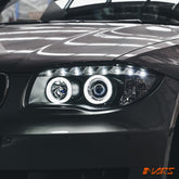 Black LED DRL & 3D Angel-Eyes Projector Head Lights for BMW 1-Series E81 E82 E87 E88