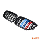 Gloss Black M2 Style Front Bumper Bar Kidney Grille Grill Bodykit with colour stripes for BMW 2 Series F22 F23 & M2 F87
