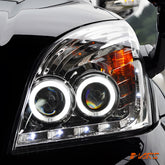 Black Angel Eyes & LED DRL Projector Head Lights for Toyota LANDCRUISER Prado 120 Series LC120 FJ120 2003-2009