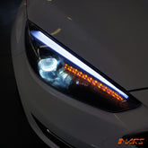 Black 3D LED DRL Day-Time Projector Head Lights with LED Indicators for Ford Focus LZ 2015-2018