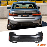 LCI M340i Style Sport Rear Bumper Bar with Diffuser Bodykit & Exhaust Tips for BMW 3-Series G20 Sedan 2018-2024