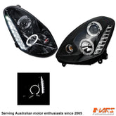 Black LED DRL & Angel Eyes Projector Head Lights for Nissan & Infiniti G35 V35 Sedan 2001-2006