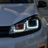 Update R20 Style 3D LED Stripe Bar DRL Projector Head Lights for VolksWagen VW Golf VI MK-6