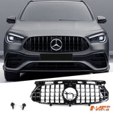 Black AMG Panamericana GLA45 Style Front Grill Grille Bodykit for Mercedes-Benz GLA-Class H247 Sport Bumper Bar