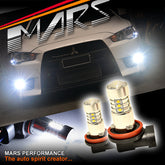 2x MARS Performance High Power Torch Projector LED SMD White Fog Light Bulbs for Mitsubishi Lancer CJ & EVO