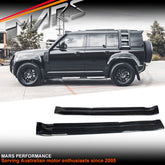 Gloss Black Side Door Moulding Skirts Bodykit for Land Rover Defender L663 110 2020-2024