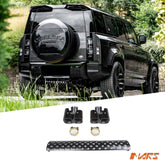 Black Rear Bumper Twin Exhaust Muffler Tips & Garnish Bodykit for Land Rover Defender L663 90 110 130 2020-2025
