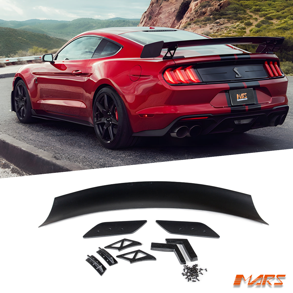 Ford Mustang Shelby GT500 Style Gloss Black Rear Spoiler Wing Lip Kit
