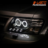 Black High power LED Angel Eyes Projector Head Lights for Mitsubishi Pajero 2000-2006 NP NM