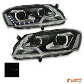 Black LED DRL Projector Head Lights for VolksWagen VW Passat B7 3C 2011-2015