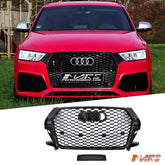 Gloss Black Honeycomb RS-Q3 Style Front Bumper Bar Grille Grill Bodykit for AUDI Q3 8U 2015-2018