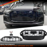 Gloss Black Honeycomb RS Style Front Bumper Bar Grille Grill Bodykit for AUDI Q7 4M 2020-2024