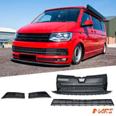 Badgeless Front Bumper Bar Grille Grill & Bottom Mesh Bodykit for Volkswagen VW Transporter & MultiVan T6