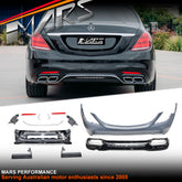 AMG S63 Style Rear Bumper Bar with Diffuser for Mercedes-Benz S-Class W222 X222 V222 Sedan