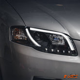 Black 3D Day - Time LED Stripe DRL Projector Head Lights for AUDI A4 S4 RS4 B7 2005 - 2008 - Mars Performance