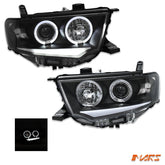 Black 3D DRL & Angel Eyes Projector Head Lights for MITSUBISHI Challenger PB PC 2008 - 2015 - Mars Performance