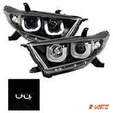 Black 3D DRL LED Projector Head Lights for Toyota HighLander & Kluger 2011 - 2013 - Mars Performance