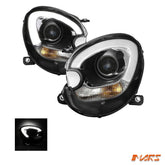 Black 3D LED Bar DRL Dual Beam Projector Head Lights for Mini Countryman R60 2011 - 2016 - Mars Performance