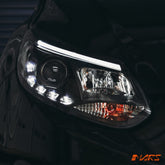 Black 3D LED DRL Day - Time Style Projector Head Lights for Ford Focus LW 2012 - 2015 - Mars Performance