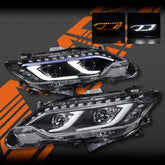 Black 3D LED DRL Dual Projector Head Lights Sequential Indicators for Toyota Camry 2012 - 2017 - USA Spec - Mars Performance