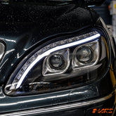 Black 3D LED Stripe DRL Projector Head Lights for Mercedes - Benz S Class W220 1998 - 2005 with LED Indicators - Mars Performance