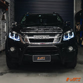 Black 3D LED Stripe & Projector Head Lights for ISUZU D - MAX UTE 2012 - 2016 - Mars Performance